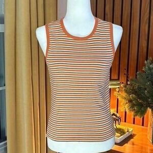 VTG 00s Aeropostale Orange Stripe Tank Top Women's Size M Sleeveless Shirt